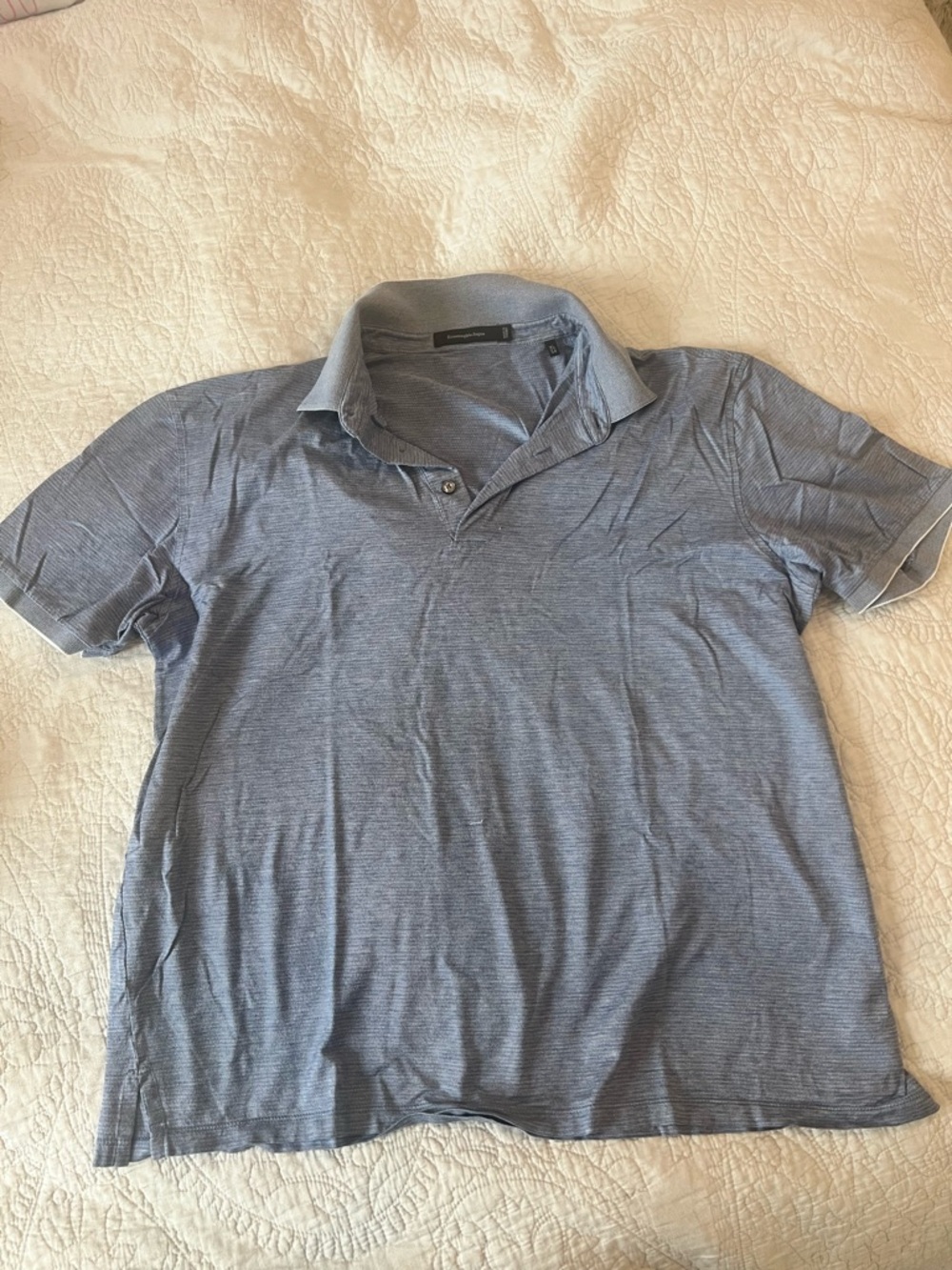 Ermenegildo Zegna Heathered Light Blue Polo